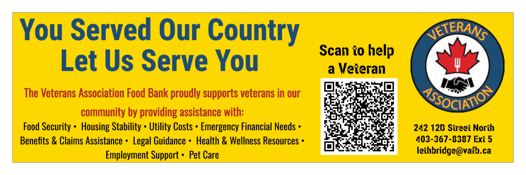 Veterans Association Food Bank services in Lethbridge